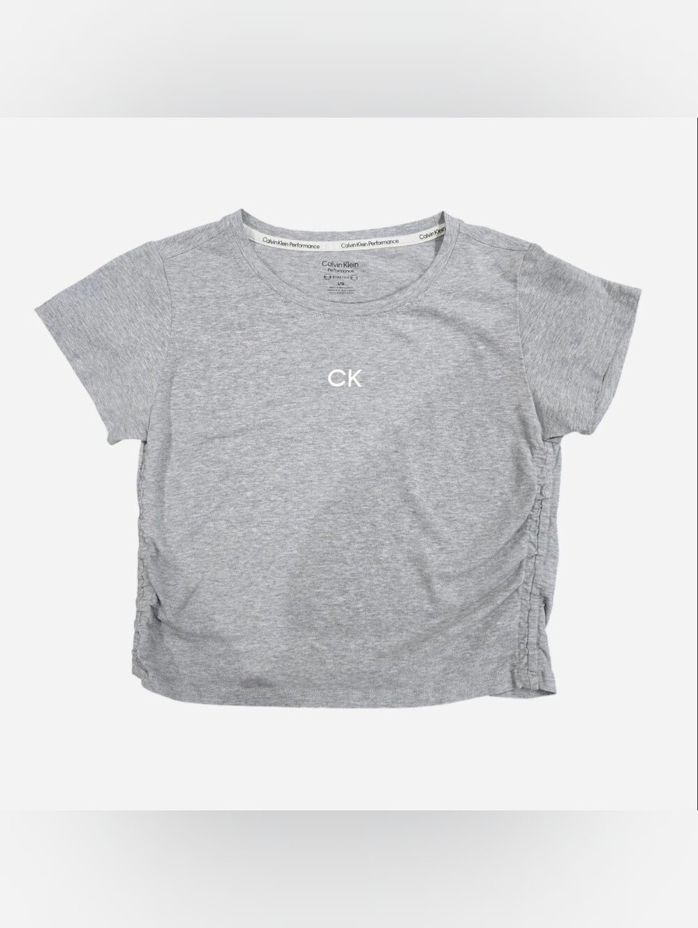 Calvin Klein Girls' Gray CK Short Sleeve Crop Top.